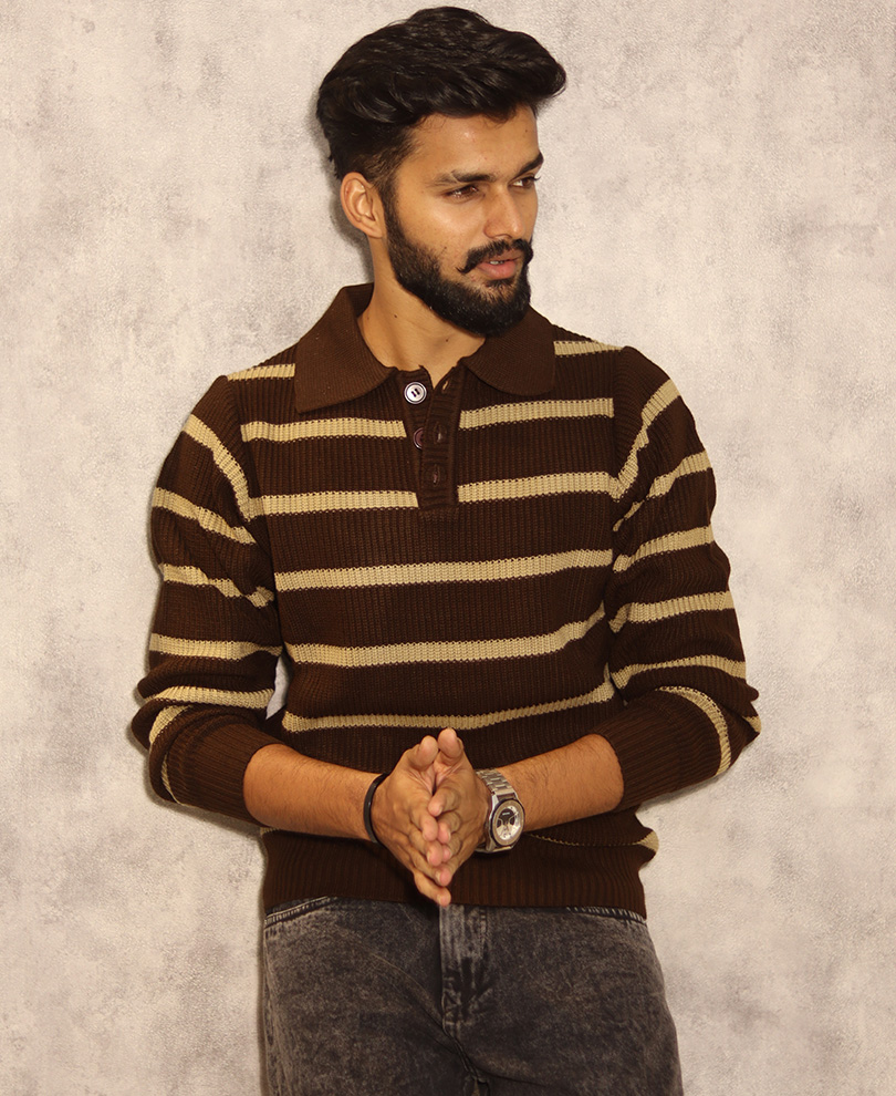 Dark Brown Collar Tee