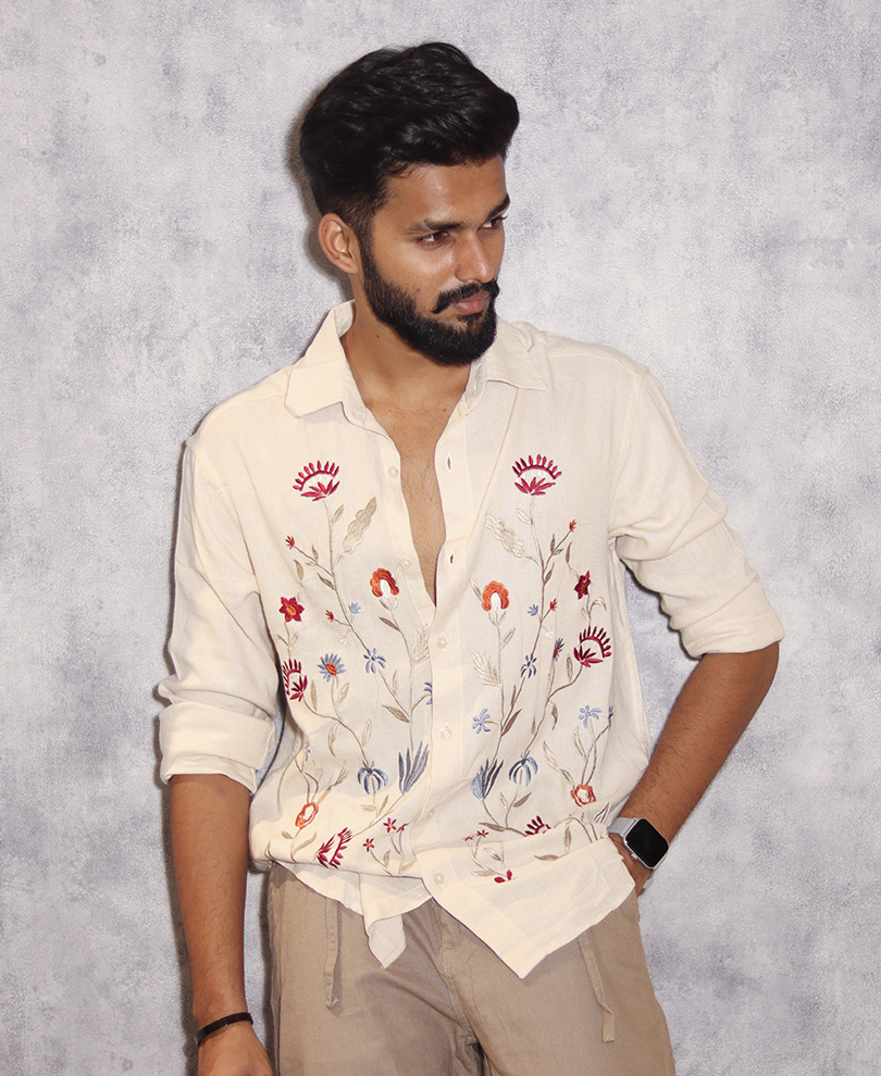 Cream Embroidery Shirt
