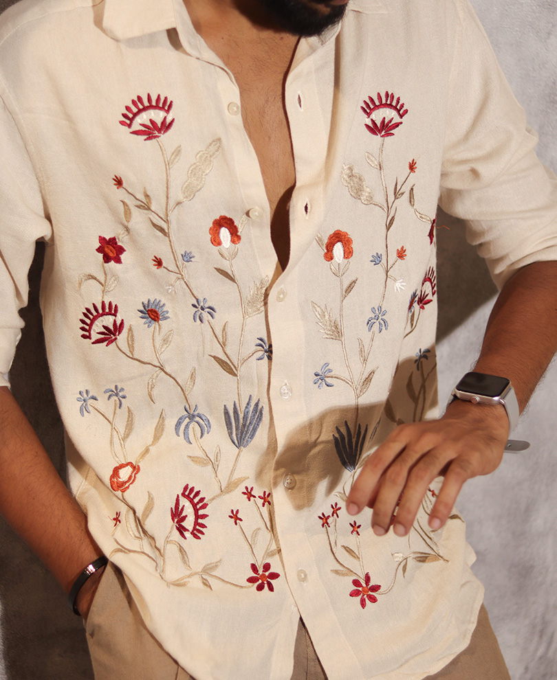 Cream Embroidery Shirt - Image 2