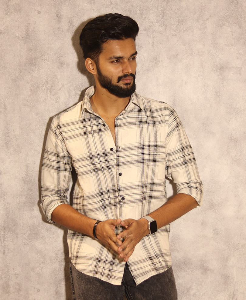 Cream Checked Shirt