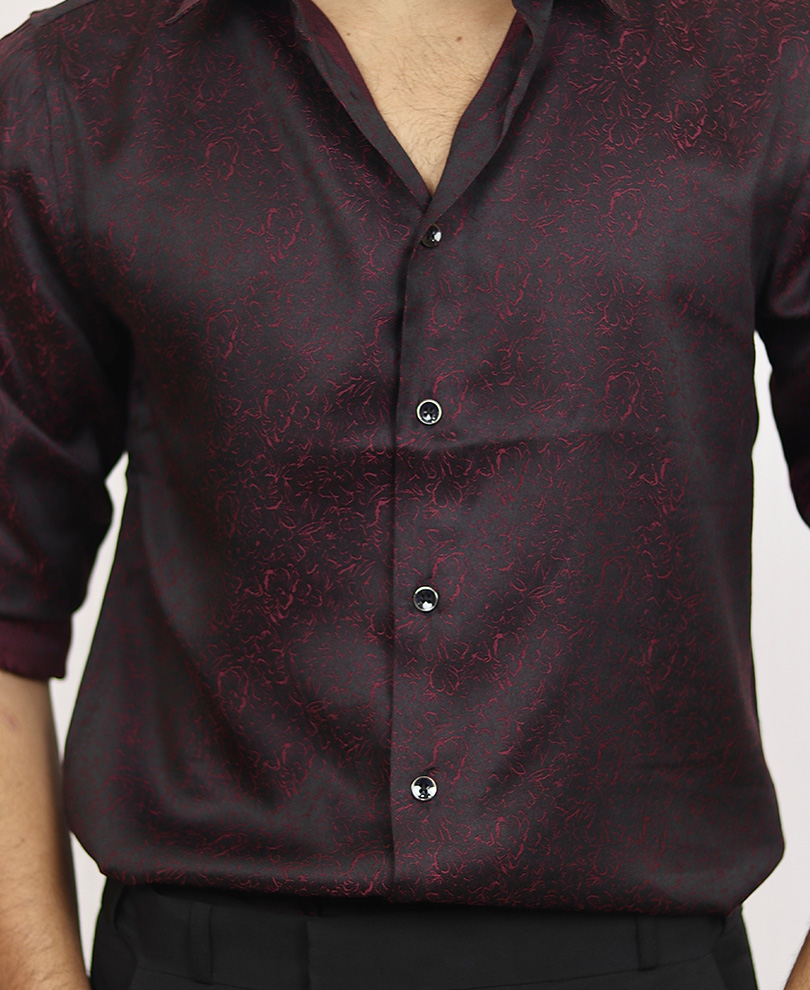 Maroon Designer Shirt 1 - Image 3