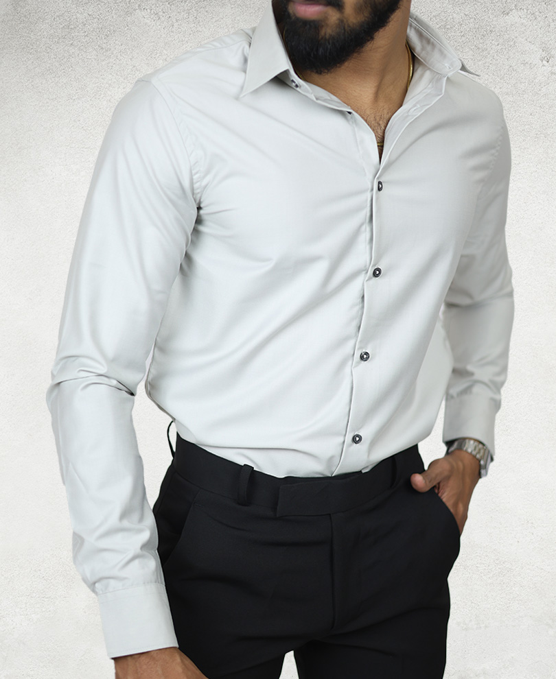 Light Grey Plain Shirt - Image 2
