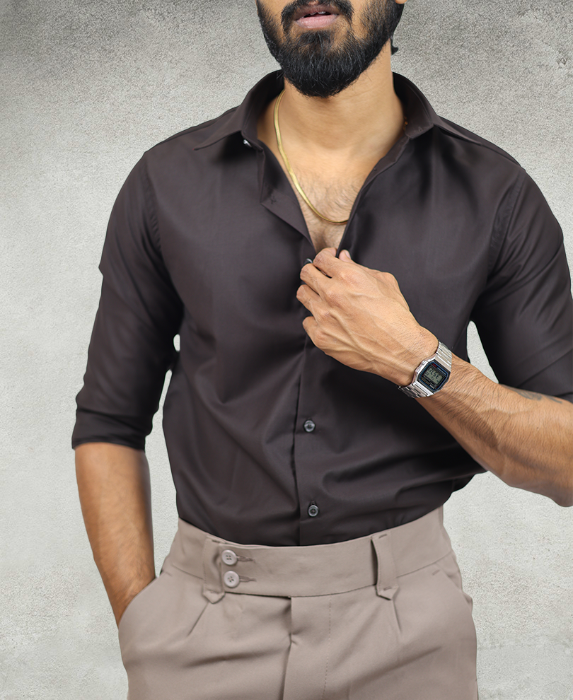 Brown Plain Shirt - Image 2