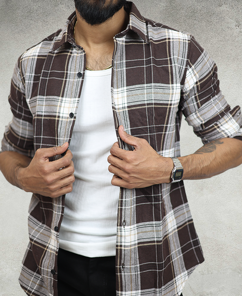 Brown Checked Shirt - Image 3