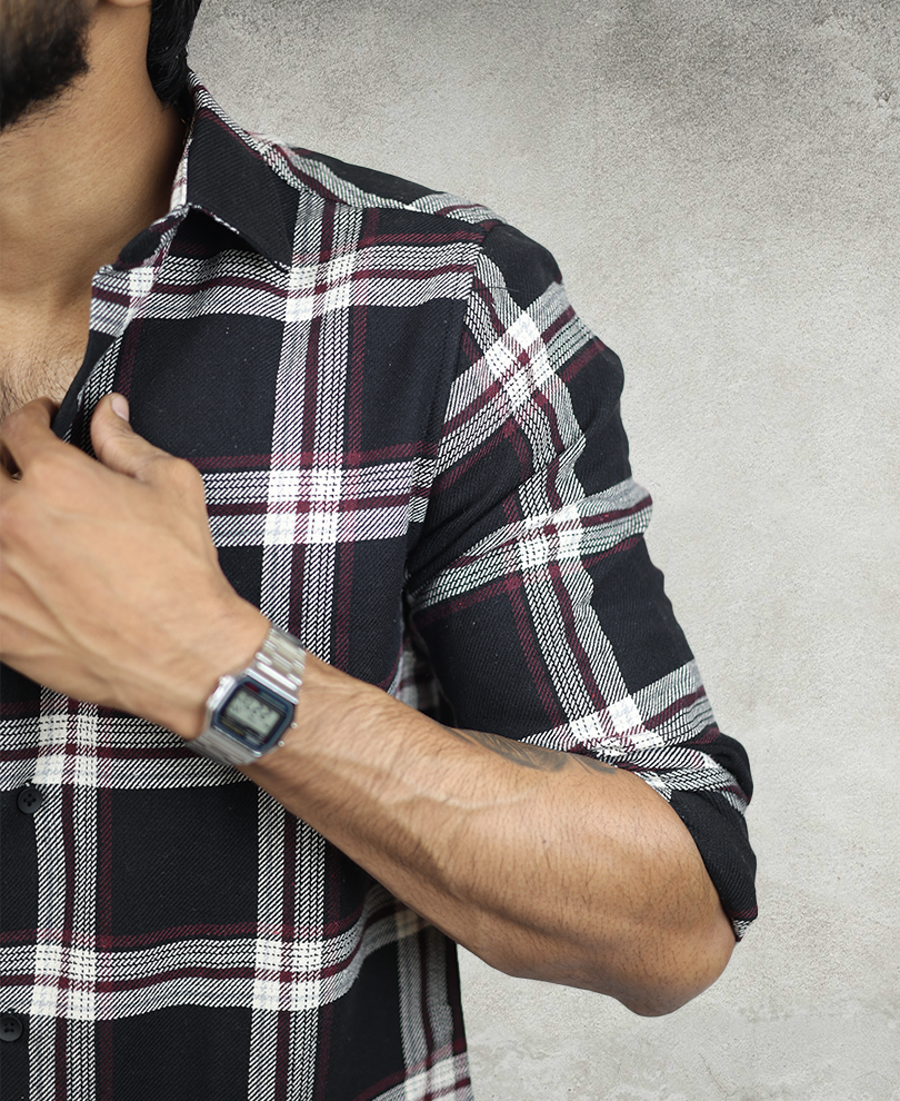 Black Striped Checked Shirt - Image 3