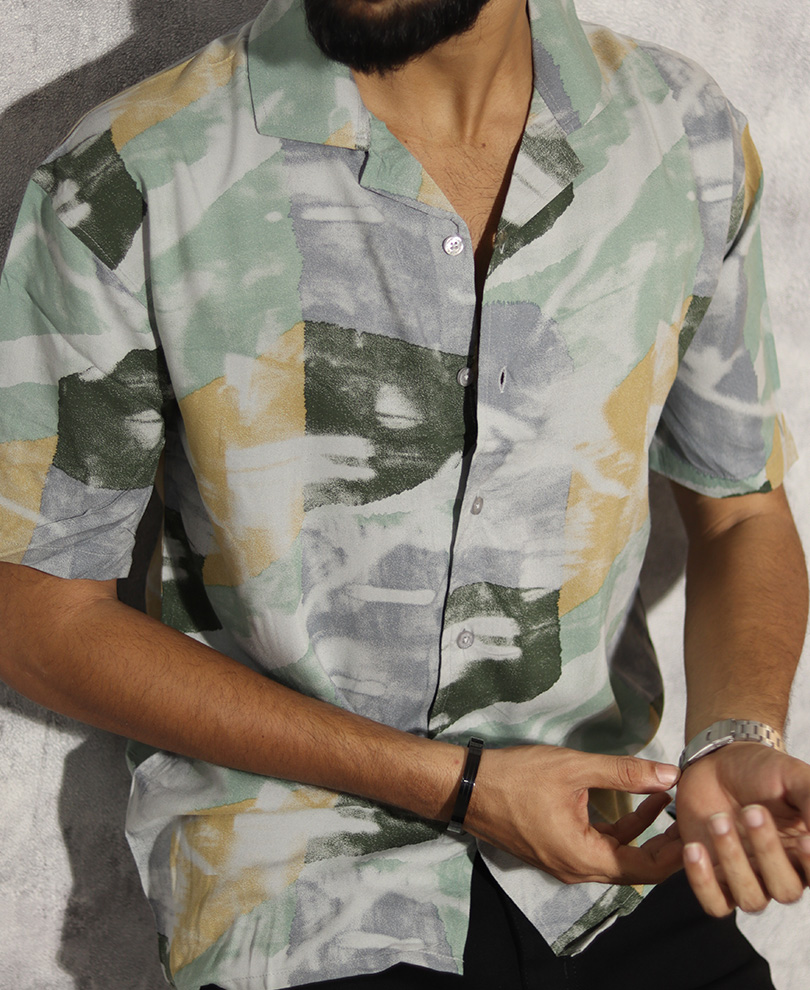 Multi Color Cuban Collar Printed Shirt 1 - Image 2