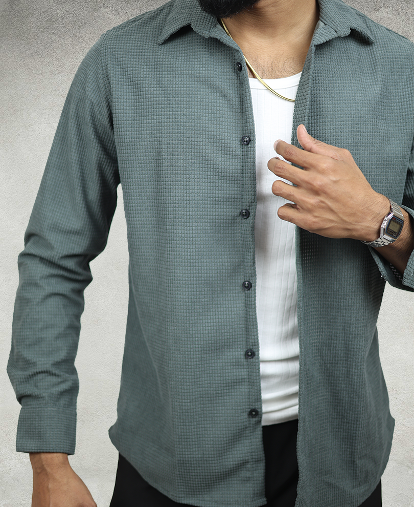 Pastel Green Corduroy Shirt - Image 2