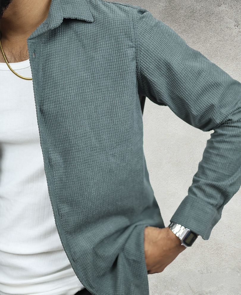 Pastel Green Corduroy Shirt - Image 3