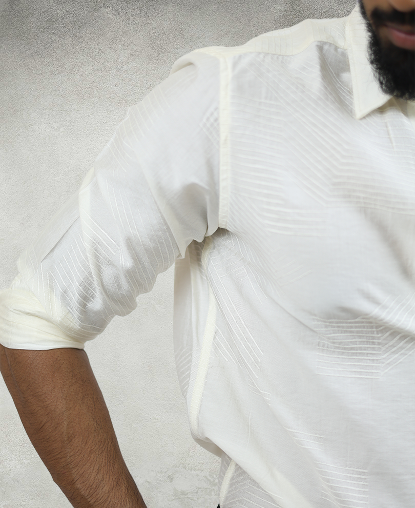 White Textured Shirt - Image 3
