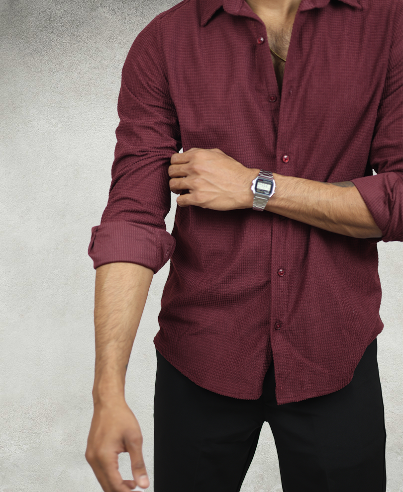 Maroon Corduroy Shirt - Image 2