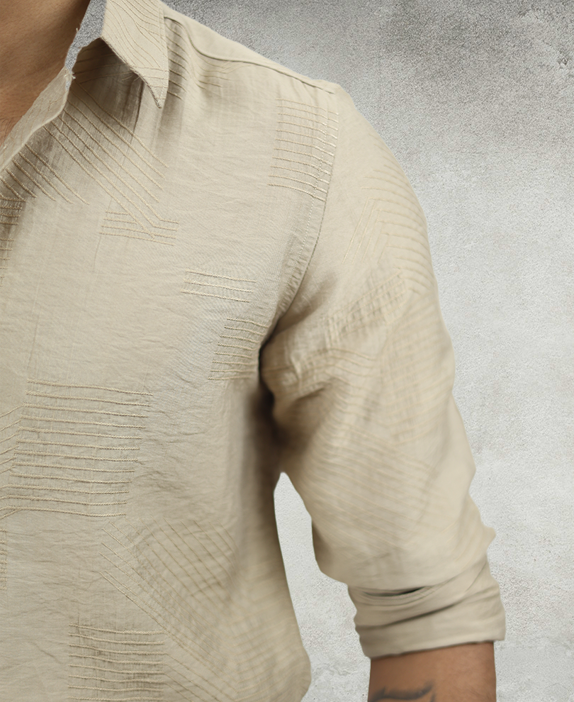 Cream Textured Shirt - Image 2