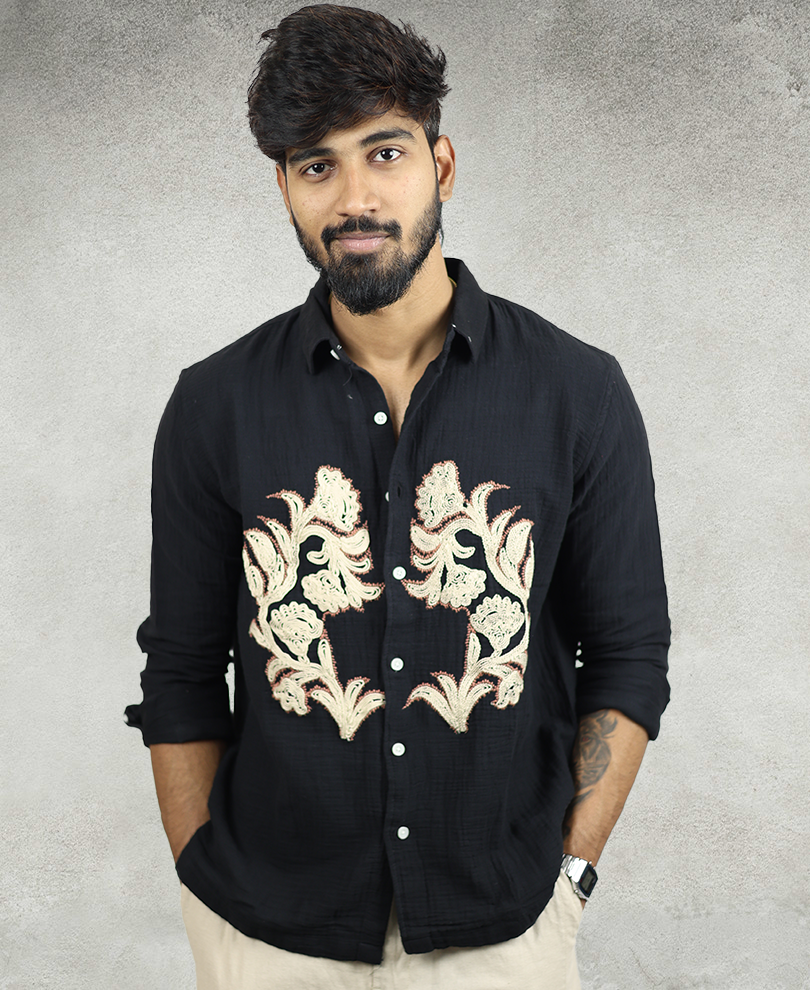 Black Embroidery Designer Shirt 1