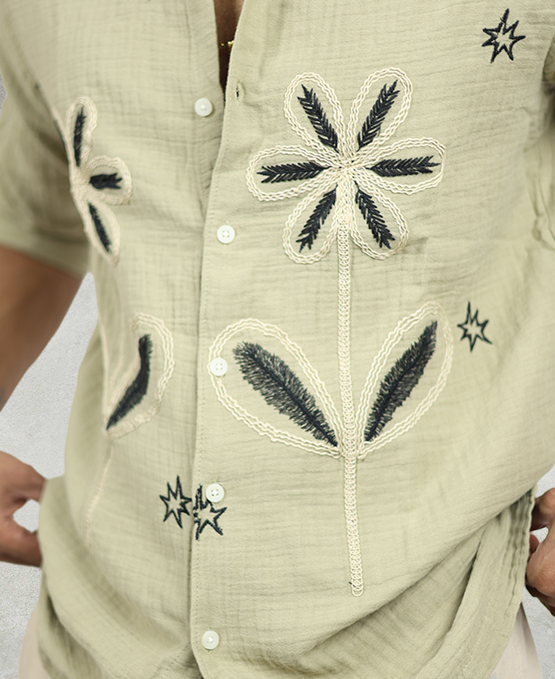 Green Embroidery Designer Shirt 3 - Image 3