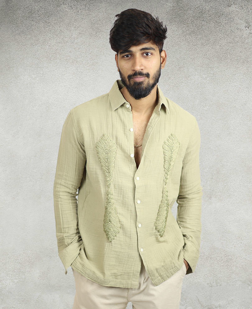 Green Embroidery Designer Shirt 1
