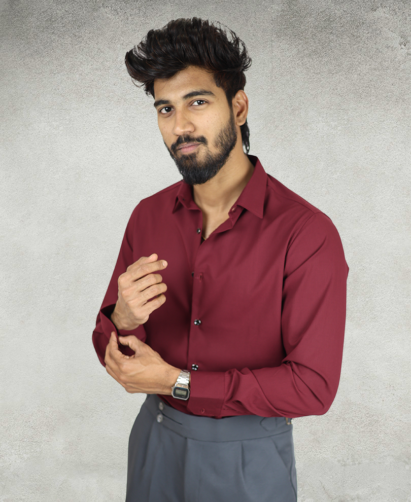 Burgundy Plain Shirt