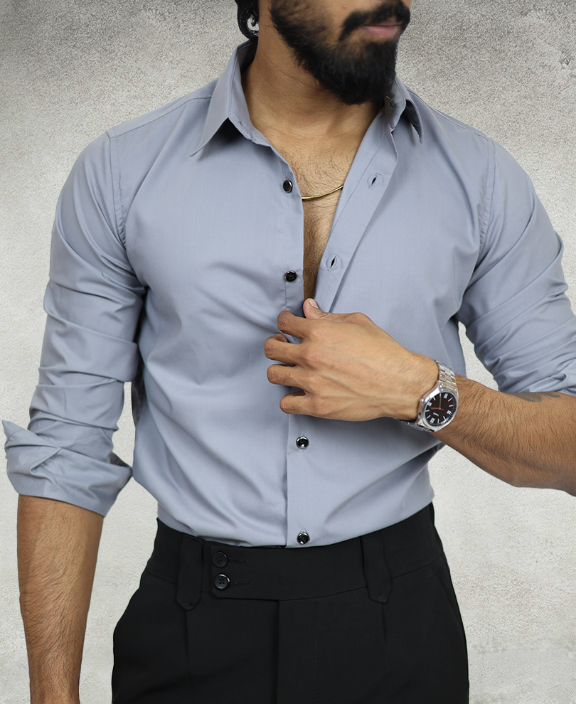 Powder Blue Plain Shirt - Image 3