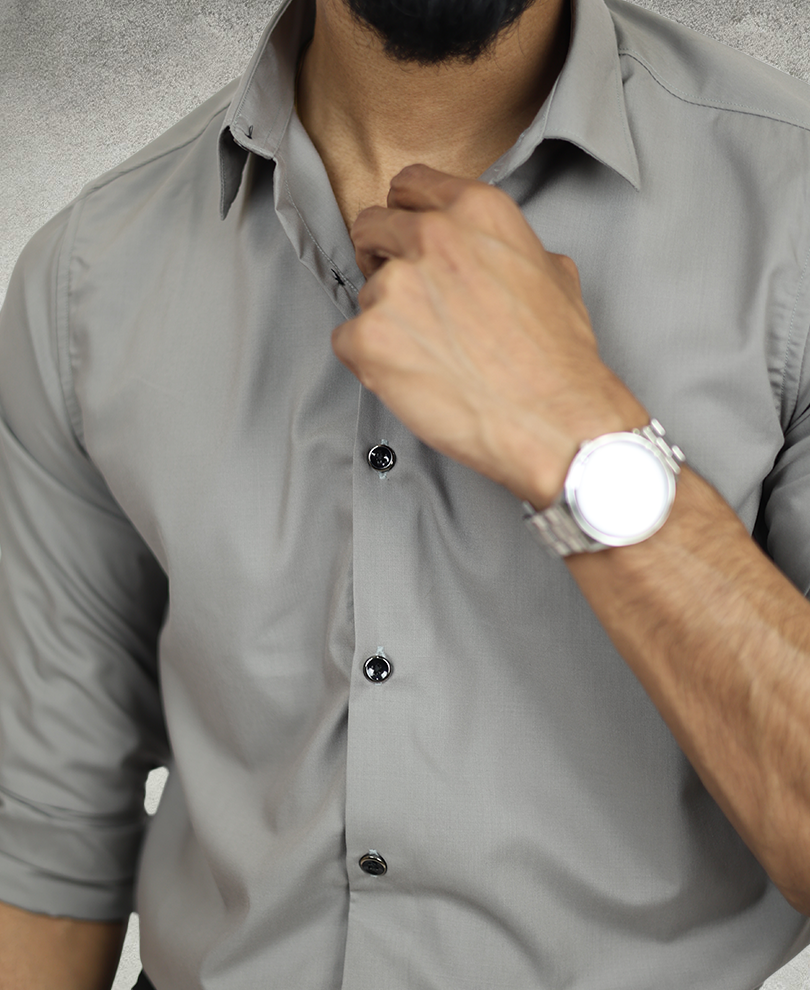 Grey Plain Shirt - Image 2
